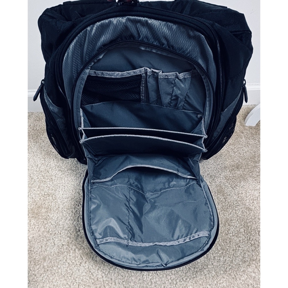 Samsonite Black Gray 17" Sport Backpack 2 Strap Men's Nylon Bag - Picture 10 of 16